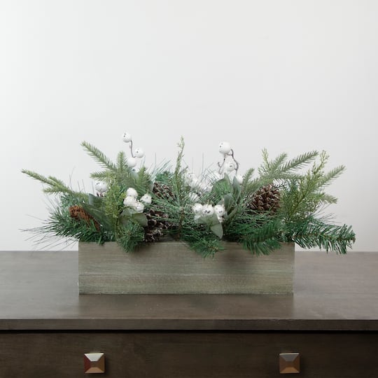 20" Mixed Pine with Pine Cones and Berries Christmas Floral Arrangement